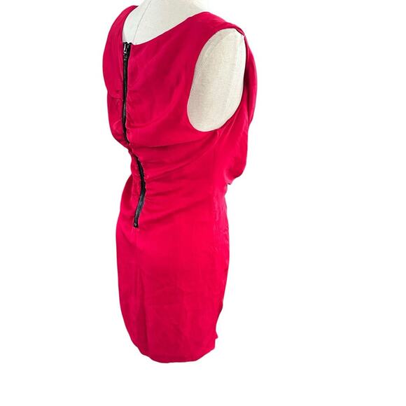 Alice + Olivia Women's Red Silk Blend V-Neck Twist Mini Dress Size medium - Picture 3 of 10